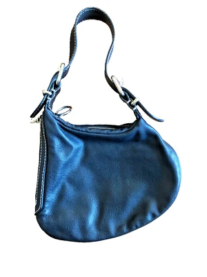 100% Auténtico FENDI Años 90 Vintage FENDI Mini Cuero Negro Calabacín Oyster Foto 1 de 4