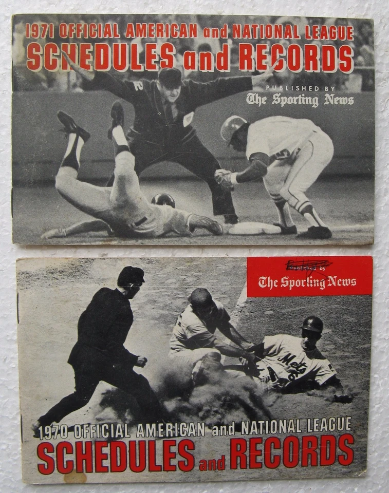 (2) TSN Major League  Baseball Schedules and Records Guide Booklets: 1970 & 1971 - Image 1 of 1