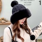 Women Winter Knit Hat Cap Lined Fur Ball Warm Windproof Outdoor Skiing Cute