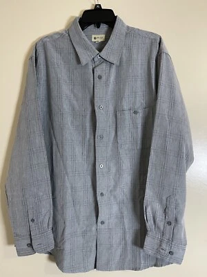 Camisa de vestir gris Haggar para hombre manga larga con botones XL negra y gris a rayas Foto 1 de 4
