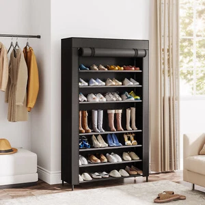 10-Tier Large Capacity Shoes Rack with Cover, Entryway Shoe Storage Organizer - Picture 1 of 16