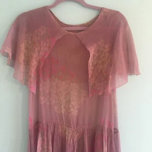 1920s 1930s Deco 20s 30s Floral Chiffon Pastel Dress Small - Picture 1 of 7