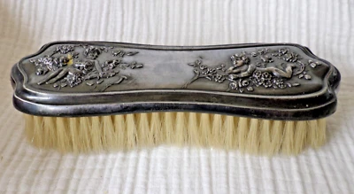 Vector Silver Art Nouveau Silver Plated Clothing or Shoe Brush With 2 Cherubs - Image 1 of 4