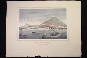 Grabado a color. Castillo de Alicante. Ronchi editor. Colour engraving. Castle - Picture 1 of 6