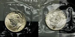 Uncirculated 1884-O Morgan Silver Dollar and 1923 Peace Silver Dollar - Picture 1 of 9