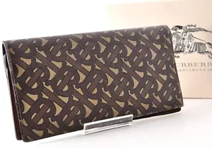 Burberry Long Wallet PVC Leather Brown Used Auth w/Box 7E81260 - Picture 1 of 16
