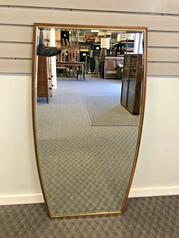 Vintage Wall Mirror WOOD FRAME mid century modern danish decor dresser bedroom Cover
