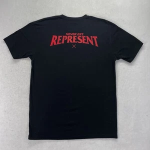 Represent Ltd Never Est. Graphic Black Short Sleeve Tee Shirt Mens Large - VGC - Picture 1 of 9