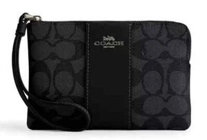 Muñequera con cremallera en esquina-CW854 Gunmetal/Carbón/Negro Firma Lona/Cuero Nueva con Etiquetas - Imagen 1 de 6