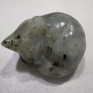 Labradorite Gatto Dormiente Cristallo Guarigione Intagliato Decorazione Casa Collezione Gif - Foto 1 di 2
