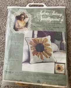 Paragon Sylvia Sidney Needlepoint Kit Black-Eyed Susan Pillow Top 14"x14”  - Picture 1 of 6
