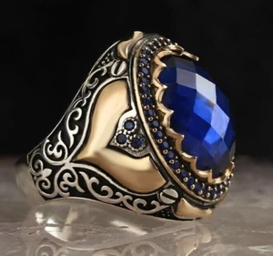 Men's Natural Precious Stone 925 Sterling Silver Ring Handmade Authentic Gift. - Picture 1 of 1