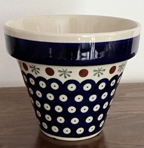 Boleslawiec polnische Keramik Blumentopf handgefertigt in Polen 5"H - Bild 1 von 4