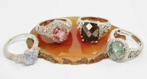 Lot of 4 Tacori Sterling Silver  Cushion Cut  Accents Ring Sz: 5 - Picture 1 of 6