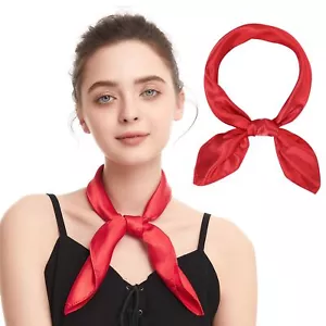 Silk Head Scarf for Women Square Chiffon Hair Wrap Neck Purse Scarf Retro - Picture 1 of 9