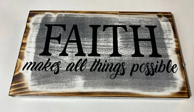 FAITH makes All Things Possible Sign Decor Inspirational Gallery Wall Art Wood - Image 1 of 4