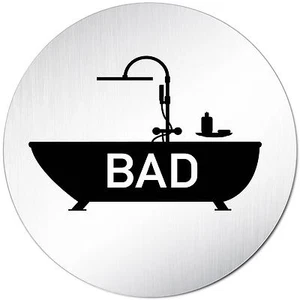 Aluminium Schild 10 cm Ø "Bad" • Türschild rund Alu Toilette WC Badezimmer - Picture 1 of 4
