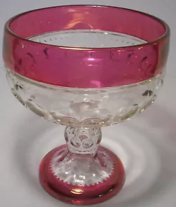 Indiana Glass KiNGS CROWN: Ruby Cranberry Red Flashed Large Compote: VGC: NR - Picture 1 of 5