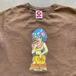 Vintage 90s 2000s Y2K Hook Ups Hula Girl Anime Shirt Skate Jeremy Klein S - Picture 1 of 7