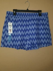 Neu mit Etikett Damenshorts blau Chevron-Druck Peace & Pearls zum Überziehen Large - Bild 1 von 4