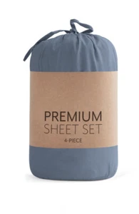 HOMESPUN Solid Sheet 4-Piece Set- STONE, Size King - Picture 1 of 6