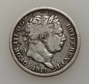 1817 Great Britain Sixpence Silver 6 Pence Coin - Picture 1 of 2