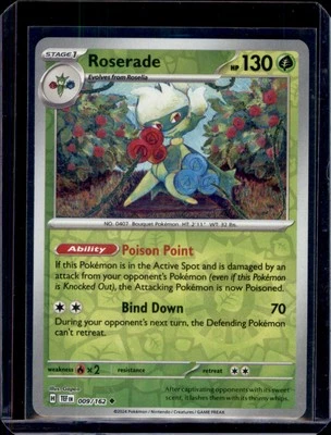 Roserade SV05: Temporal Forces Pokémon 009/162 Reverse Holo NM+ - Image 1 of 2