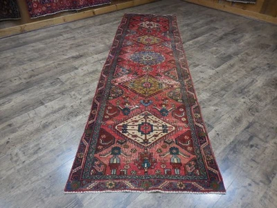 Vintage Turkish Rug,HandMade Anatolian Turkish Geometric Village Rug 3x10.8 Ft - Image 1 of 4
