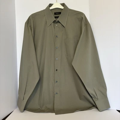 Camisa de vestir Claiborne para hombre sin arrugas 100 % algodón 18-36/37 XXL verde oliva Foto 1 de 4
