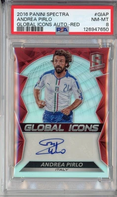 2016 Spectra Global Icons Andrea Pirlo Auto Red /30 PSA 8 Italy - Image 1 of 2