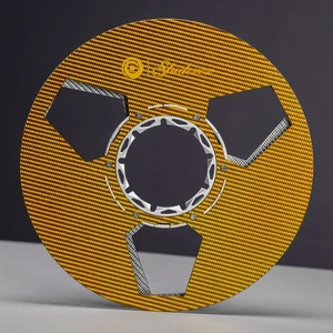1X Studevox Yellow/Silver 10.5" Carbon Fiber 1/4" Tape Reel For Tape Recorders - Picture 1 of 9