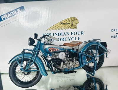 Danbury Mint 1939 Indian Four Motorcycle 1/10 Scale EXTREMELY RARE BLUE COLOR - Image 1 of 4