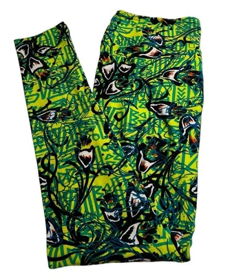 LuLaRoe Leggings TC Tall Curvy FLORAL NEON YELLOW Colorful Geometric Ships FAST - Image 1 of 4