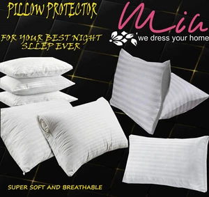 Stripe Pillow Protectors Poly Cotton Zipped Pillow Covers Pack of 2, 4, 6 Cases - Picture 1 of 8