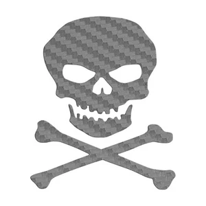 Skull Sticker - Carbon Fiber Skulll Crossbones Decal - Picture 1 of 7