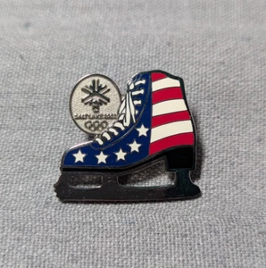2002 Salt Lake City Winter Olympics Lapel Pin USA Silver Ice Figure Skating RARE - Picture 1 of 5