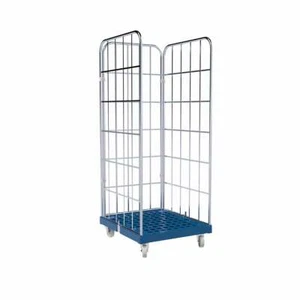 Rollbehälter Gitterwagen Metall - 3-seitig - Nutzhöhe 1.640 mm - Rollplatte Blau - Bild 1 von 2