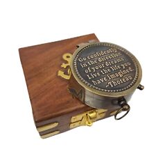 Black Antique Brass Personalized Compass with Wooden Box