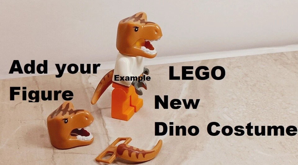 Nuevo LEGO Dinosaurio Disfraz Conjunto COLA Y Máscara TREX Goma JURASSIC Dino Niño Foto 1 de 1