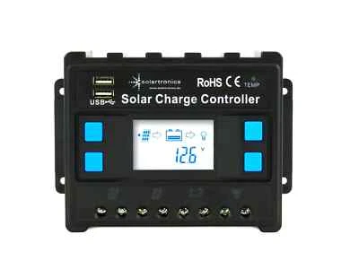 Solar Laderegler blau 60A 12V/24V PWM Solarladeregler USB PV solartronics 0%MwSt - Bild 1 von 4