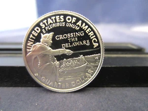 2021 S 99.9% SILVER QUARTER DEEP CAMEO MIRROR PROOF WASHINGTON CROSS DELAWARE - Picture 1 of 3