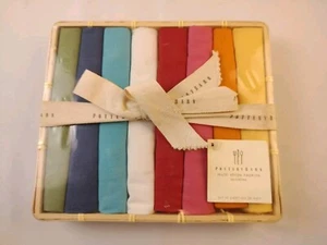 Eight Pottery Barn Cotton Striped Napkins Brightly Colored In Basket - Picture 1 of 2