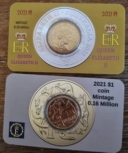 2021 $1 MOB OF ROO UNCIRCULATED ex ram bag LOWEST MINTAGE $1 COIN ON Card - Picture 1 of 3