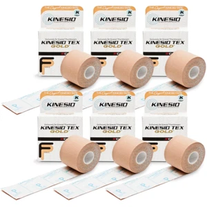 Beige Elastic Athletic Kinesio Tape Tex Gold FP, 2" x 16.4 ft Rolls - Box of 6 - Picture 1 of 5
