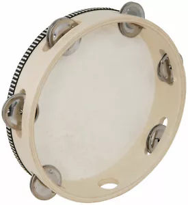 More details for chord headed wooden tambourine hand percussion drum band instrument 4-10&#039;&#039;