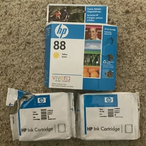 New Lot 3 HP 88 Ink Cartridges Black Yellow Cyan (88xl-ripped Open) All Expired - Picture 1 of 7