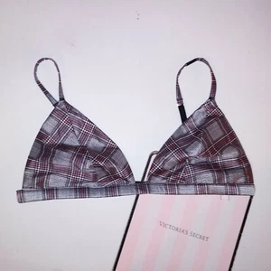 Victoria Secret Bralette Bra Satin Unlined Wireless Solid Plaid New - Picture 1 of 38