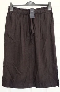 Ex M&S Linen Rich High Waisted PULL ON Midi Skirt - Picture 1 of 6