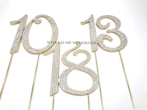 Topper per torta in oro con numero diamante in 2 diverse dimensioni compleanno Regno Unito - Foto 1 di 15
