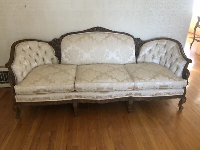 古董 20 世纪初法国维多利亚沙发沙发肾形手渴望霜 — 第 1/4 张图片